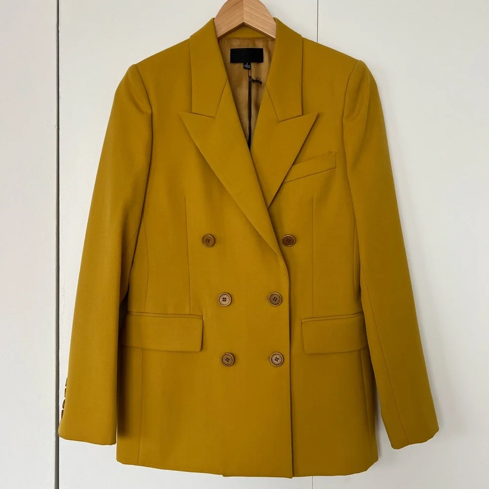 Nili Lotan Double-Breasted Mustard Valerie Jacket - Picture 2 of 9